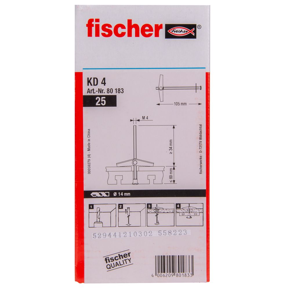 Fischer 80183 Kippdübel M4x100 KD4