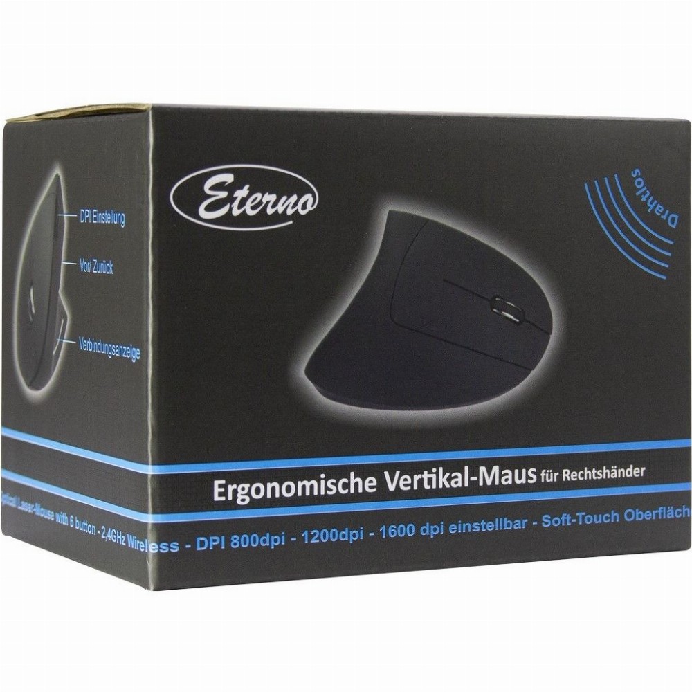 Inter-Tech AC KM-206R Maus Vertikal , ergonomisch für Rechtshänder, 6 Tasten ,Wireless