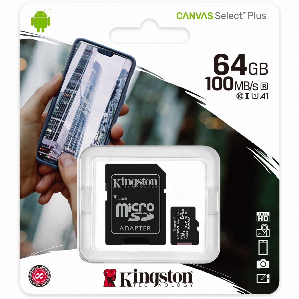 MicroSDXC 64GB Kingston Canvas Select Plus C10 UHS-I 100MB/s