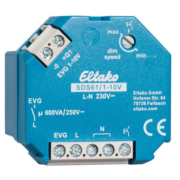 Eltako SDS61/1-10V 1-10V-Steuer-Dimmschalter für EVG, 1 Schließer 600VA 61100800