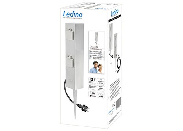 Ledino 11790000004015 Steckdosensäule 4fach IP44 Edelstahl Connect S4