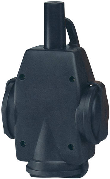 ABL 1473190 SCHUKO-Vollgummi 3-fach Hängekupplung mit Deckel, IP20, schwarz, 2,5mm²