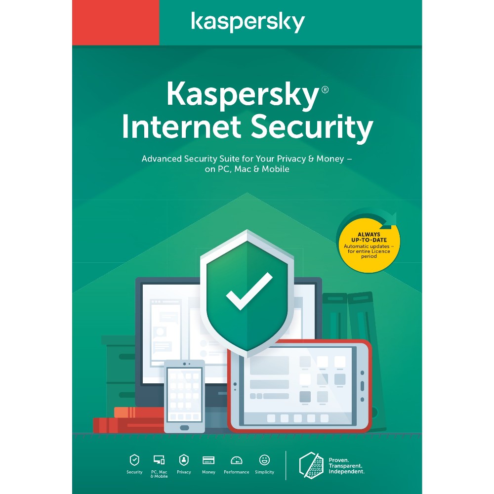 Kaspersky Internet Security (Code in a Box) 2020 1PC,1Year Multilingual (DE, NL, FR, EN)