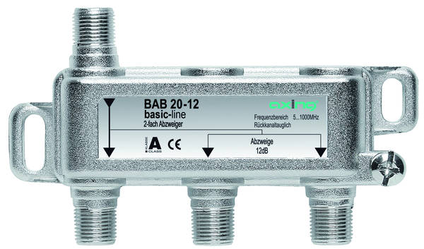 Axing BAB 20-12 2-fach Abzweiger, 12 dB, 5-1006 MHz, Bauform 01 BAB02012