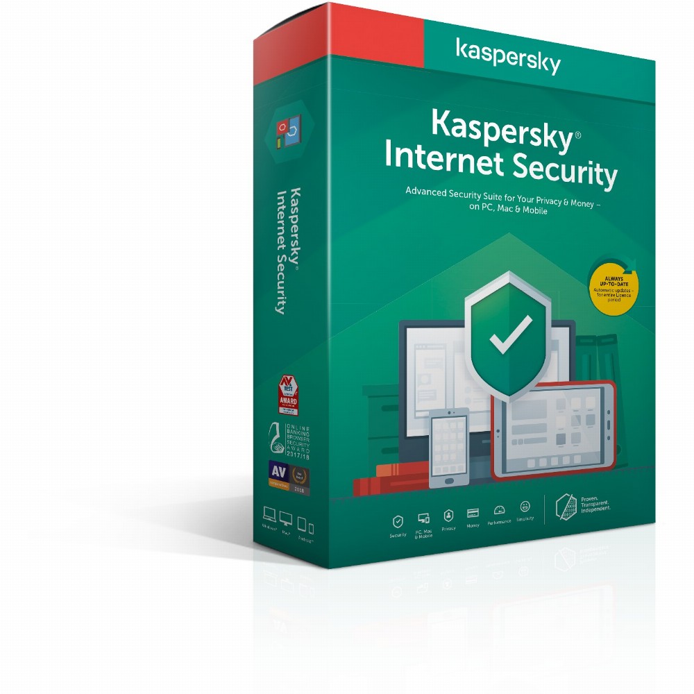 Kaspersky Internet Security (Code in a Box) 2020 1PC,1Year Multilingual (DE, NL, FR, EN)