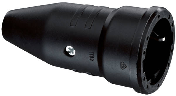 ABL 1199090 SCHUKO-Gummi-Kupplung, IP20, schwarz, 3x2,5mm², UV-beständig