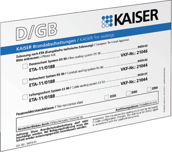 Kaiser 9473-91 Schottkennzeichnung