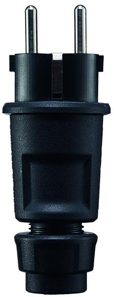 ABL 1519100 SCHUKO-Stecker, IP44, schwarz, 3x2,5mm², UV-beständig