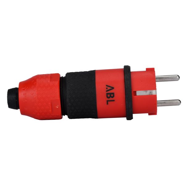 ABL 1529140 SCHUKO-Stecker, IP54, rot/schwarz, 3x2,5mm², UV-beständig, 2K
