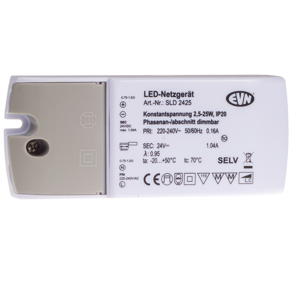 EVN SLD2425 LED-Netzteil NG 24V/DC 0,1-25W IP20 Primär: 220-240V/AC dimmbar