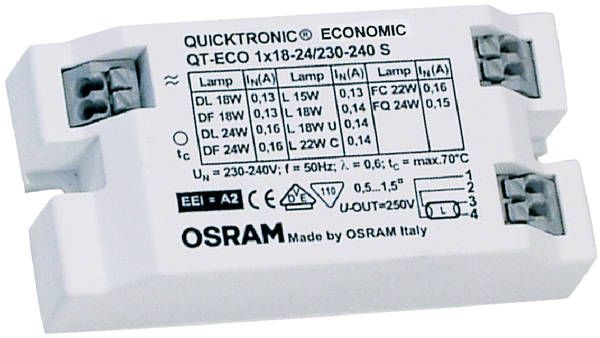 Osram QT-ECO1X18-21/220-24 QT-ECO 1x18-21W 220-240V S UNV1 80x40x22 QUICKTRONIC Vorschaltgerät