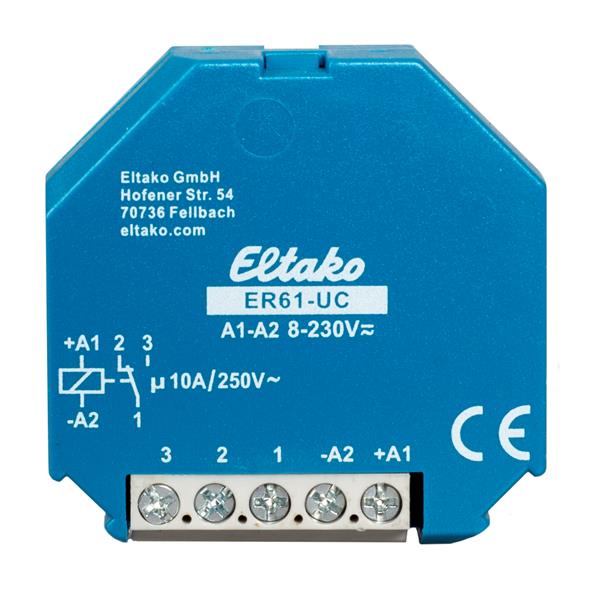 Eltako ER61-UC Schaltrelais, 1 Wechsler potenzialfrei 10A/250V AC 61001601