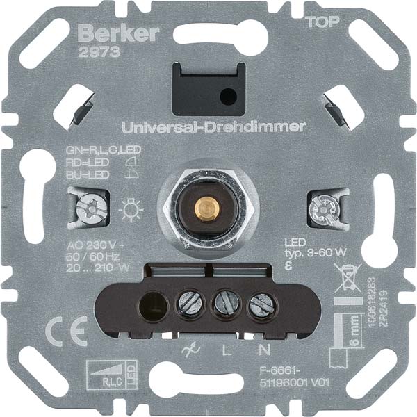 Berker 2973 Uni-Drehdimmer (R,L,C,LED)