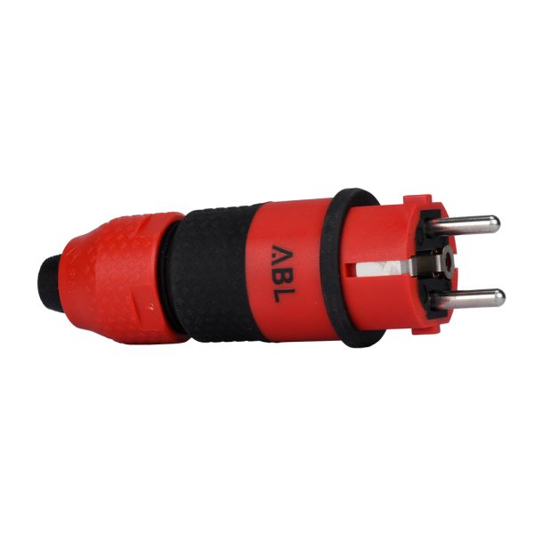 ABL 1529140 SCHUKO-Stecker, IP54, rot/schwarz, 3x2,5mm², UV-beständig, 2K