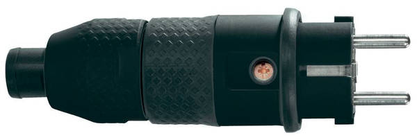 ABL 1529100 SCHUKO-Stecker, IP54, schwarz, 3x2,5mm², UV-beständig, 2K, Spannungsanzeige