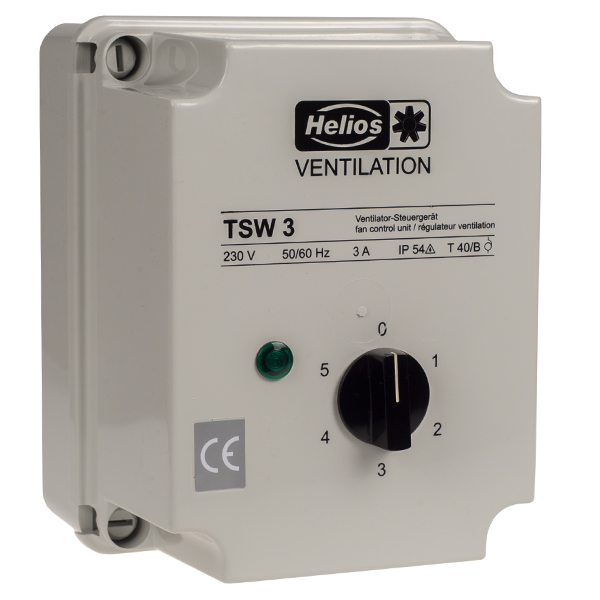 Helios TSW 3,0 Drehzahlsteller 3,0A mit 5 Schaltstufen Aufputz IP54 01496