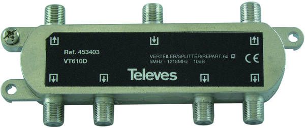 Televes VT610D Verteiler 6-fach 5-1218MHz VD:10dB 453403