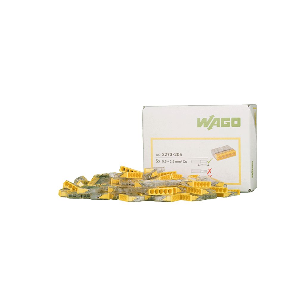 WAGO 2273-205 Verbindungsklemme 5x0,5-2,5 gelb 2273