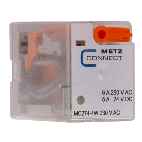 Metz 110017051407 Kompaktes, steckbares Industrierelais MC274-4W 230 V AC