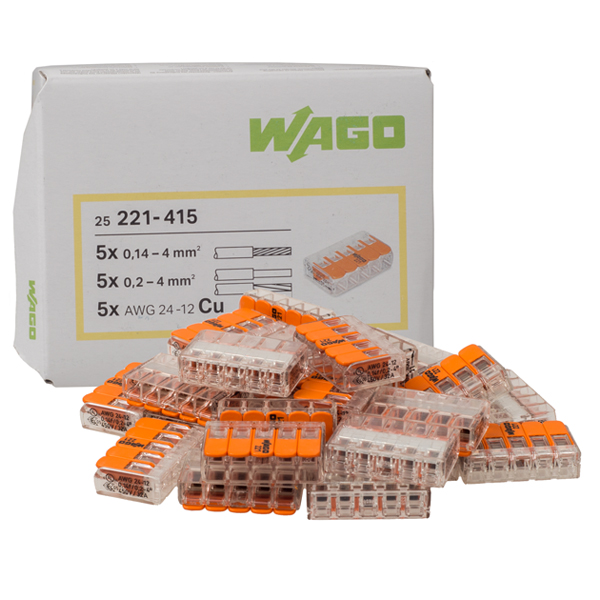 WAGO 221-415 COMPACT 5x0,14-4qmm transparente Verbindungsklemmen