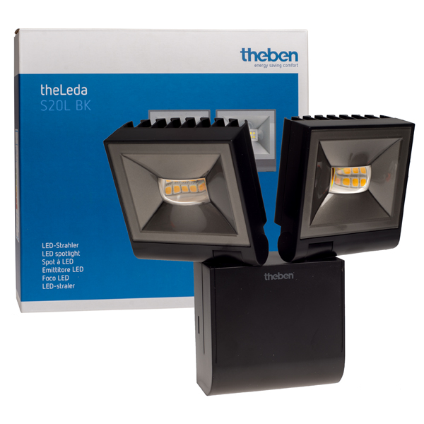 theben THELEDA S20L BK LED Strahler 2x10W schwarz 4000K 2x840lm ohne Bewegungsmelder Wand 1020724 EEK: A+ ( Spektrum A++ bis E )